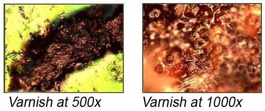 Varnish under microscope